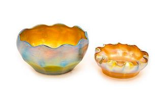 Tiffany Studios, EARLY 20TH CENTURY, two Favrile glass bowls, with gold iridescence