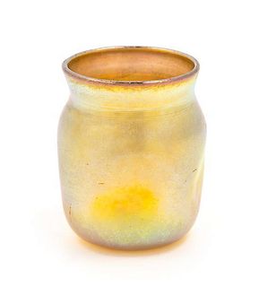 Tiffany Studios, EARLY 20TH CENTURY, a Favrile glass toothpick holder, with gold iridescence