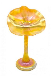 * American, 20TH CENTURY, a Jack-in-the-Pulpit vase, with gold iridescence