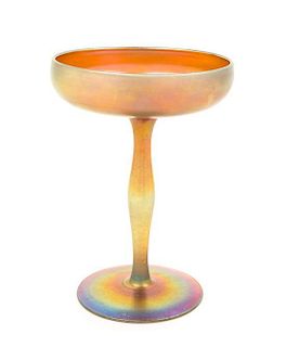 Steuben, EARLY 20TH CENTURY, a gold Aurene glass compote
