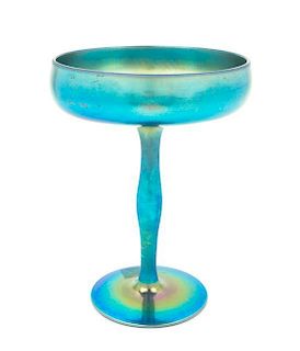 Steuben, EARLY 20TH CENTURY, a blue Aurene glass compote