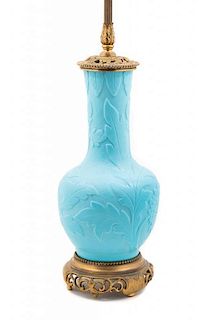 Steuben, EARLY 20TH CENTURY, a turquoise jade table lamp, form no. 8446