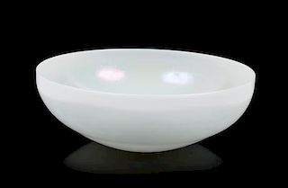 Steuben, 20TH CENTURY, a white Ivrene glass center bowl