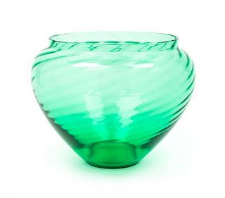 Steuben, 20TH CENTURY, a green glass vase