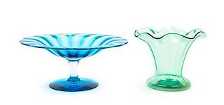 Steuben, 20TH CENTURY, two glass articles, comprising a compote and vase