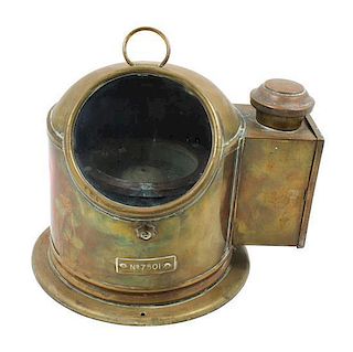 * A Brass Cased Ship's Binnacle Height 8 x width 10 1/2 inches.