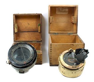 * An English Brass Mounted Ship's Compass Diameter of housing 6 1/2 inches.