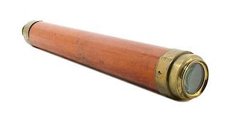 * A 1 1/2 Inch English Mahogany Body Two-Draw Hand Telescope Length 20 inches (closed).