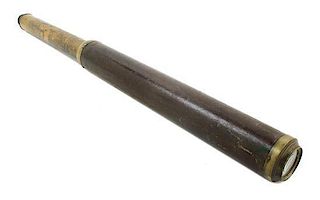 * A 1 1/2 Inch Wood Body Single-Draw Hand Telescope Length 19 3/4 inches.