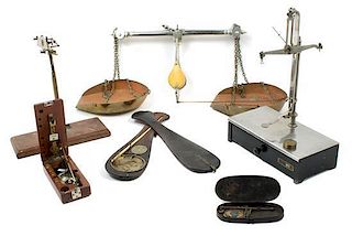 * A Collection of Balance Scale Hardware Height of tallest 14 1/2 inches.