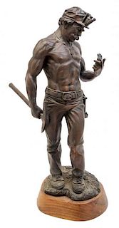 * An American Cast Metal Figure Height of statue 22 inches.