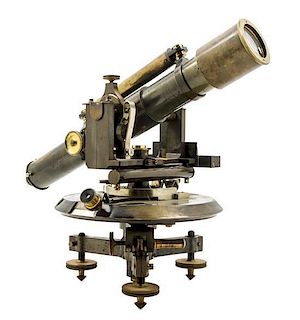 * An English Lacquered Brass Theodolite Length of telescope 15 inches.