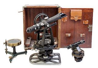 * A Group of Three Surveyor's Instruments Length of first scope 12 inches.