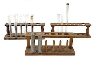 * A Group of Glass Test Tubes and Racks Width of widest rack 11 inches.