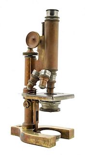 * An American Brass Microscope Height 12 1/2 inches.
