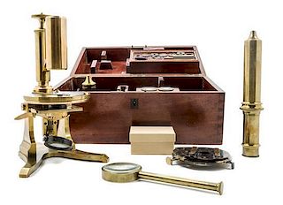 * A French Brass Microscope Height 13 inches.