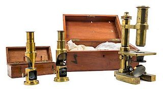 * An English Brass Microscope Height 9 inches.