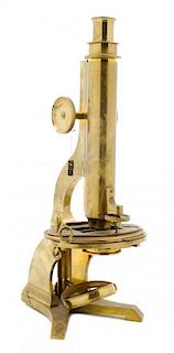 * An English Brass Microscope Height 13 1/2 inches.