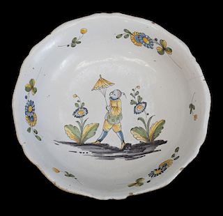 Continental Faience Earthenware Serving Bowl