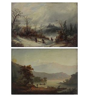 LOEMANS, Alexander. Two Oil on Board Landscapes.