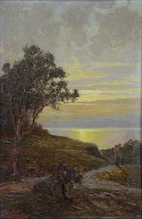 KIRCHER, Alexander. Oil on Wood Panel. Sunset
