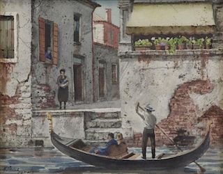 GASSER, Henry Martin. Watercolor on Board. Venice
