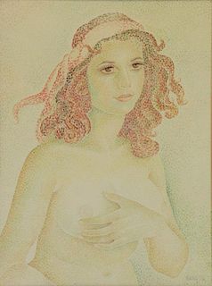 MAREVNA, Marie V. Watercolor. Young Beauty.