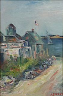 ZUCKER, Jacques. Oil on Canvas. Coastal Village