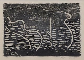 AVERY, Milton. Woodcut "Trees By The Sea" 1953.