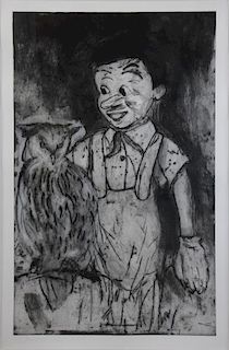 DINE, Jim. "Boy and Owl" Etching & Collograph with