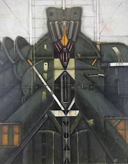 DE ANGELIS, Nick. Oil on Canvas. Machine Man, 1989