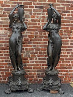 Pair of Antique Patinated Cast Iron Life Size