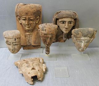 Egyptian Painted Wood Mummy Masks.