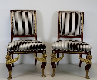 Impressive Pair of Bronze Mounted Chairs French