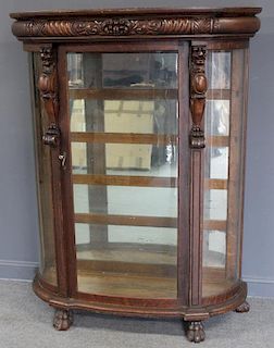 Attributed To Horner Oak Curved Glass China.