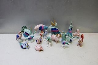 HEREND. Lot of Assorted Porcelain Animals.