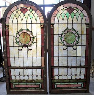 Pair of Antique Dome Top Tiffany Style