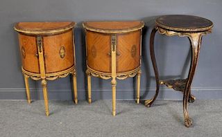 Pair of Inlaid, Banded Satinwood End Tables.