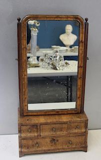 Antique Walnut Mirrored Shaving Stand.