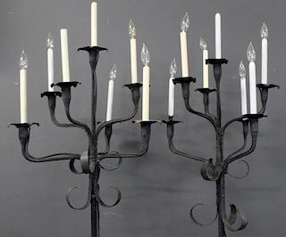 Pair of Tall Heavy Duty Antique Hand Wrought Iron