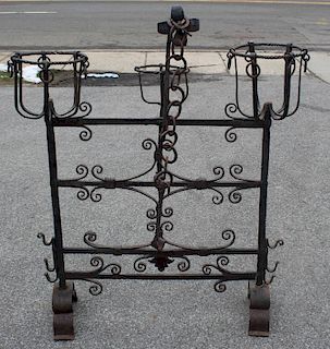 Antique Hand Wrought Iron Plant Stand.
