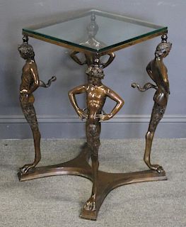 Vintage and Quality Patinated Bronze Figural Table