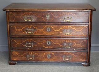 Antique Continental Inlaid 4 Drawer Commode.