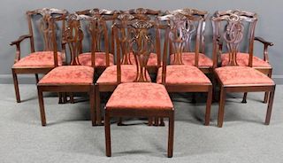 BAKER, Signed Set of 10 Mahogany Dining Chairs.