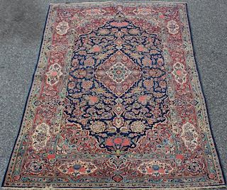 Antique And Finely Hand Woven Kashan Carpet .