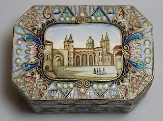 SILVER. Signed Russian Silver Enameled Box.