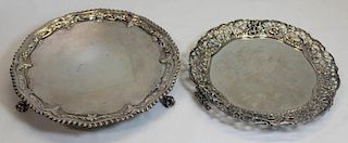SILVER. 2 Mid 18th C English Silver Footed Salvers