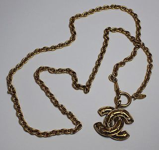 JEWELRY. Vintage Chanel Logo Necklace.