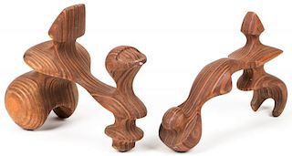 Earl Wilkie (1930-2009) Pair of Genesis Series Carved Wood Sculptures