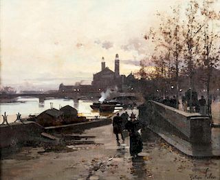 Eugene Galien-Laloue (1854-1941) Along the Seine